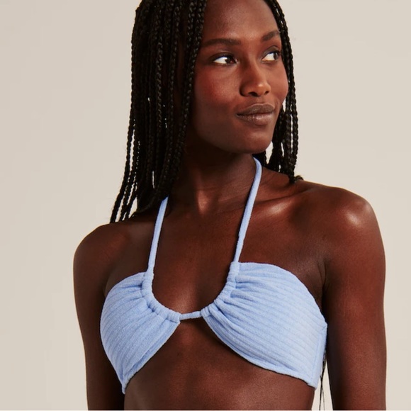 NWT Terry Upside Down Halter Triangle Bikini Top - Picture 1 of 6